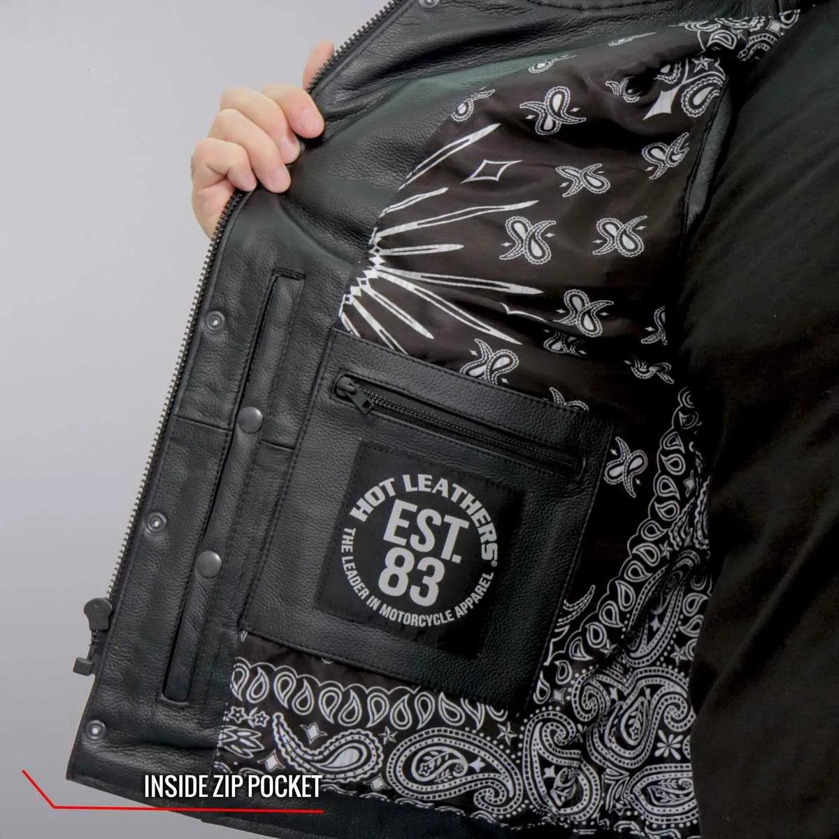 Hot Leathers VSM1049 Men's Black 'Paisley' Conceal and Carry