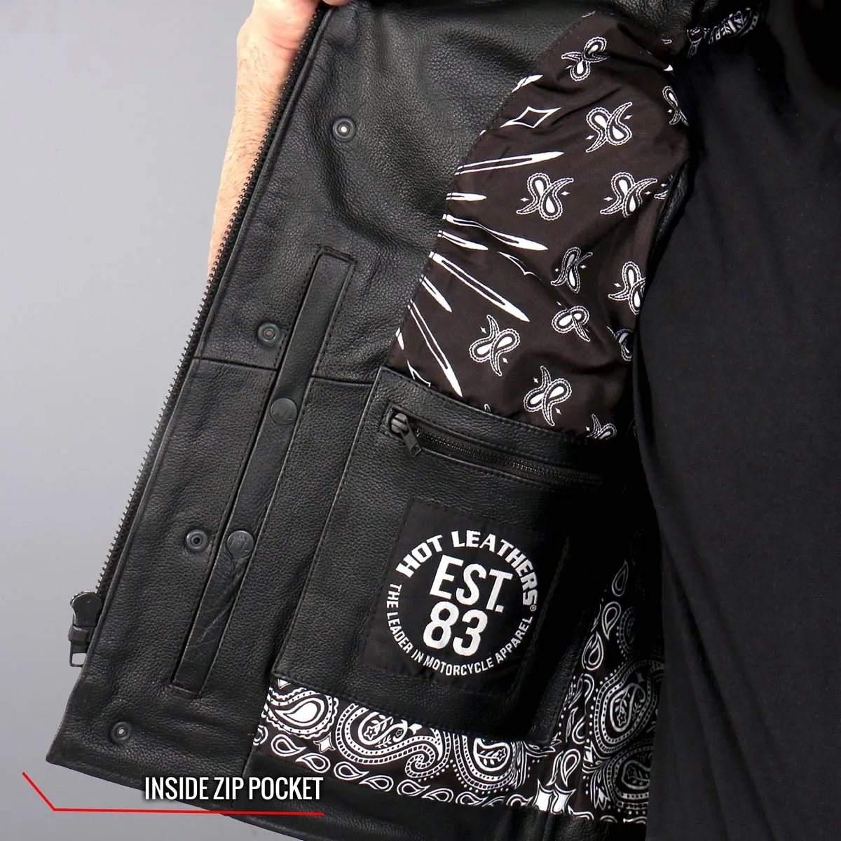 Hot Leathers VSM1049 Men's Black 'Paisley' Conceal and Carry
