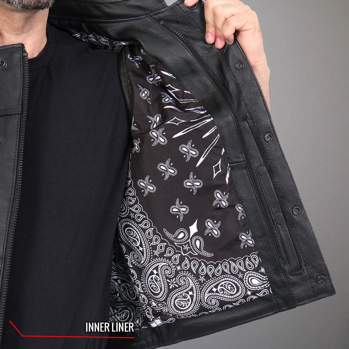 Hot Leathers VSM1049 Men's Black 'Paisley' Conceal and Carry