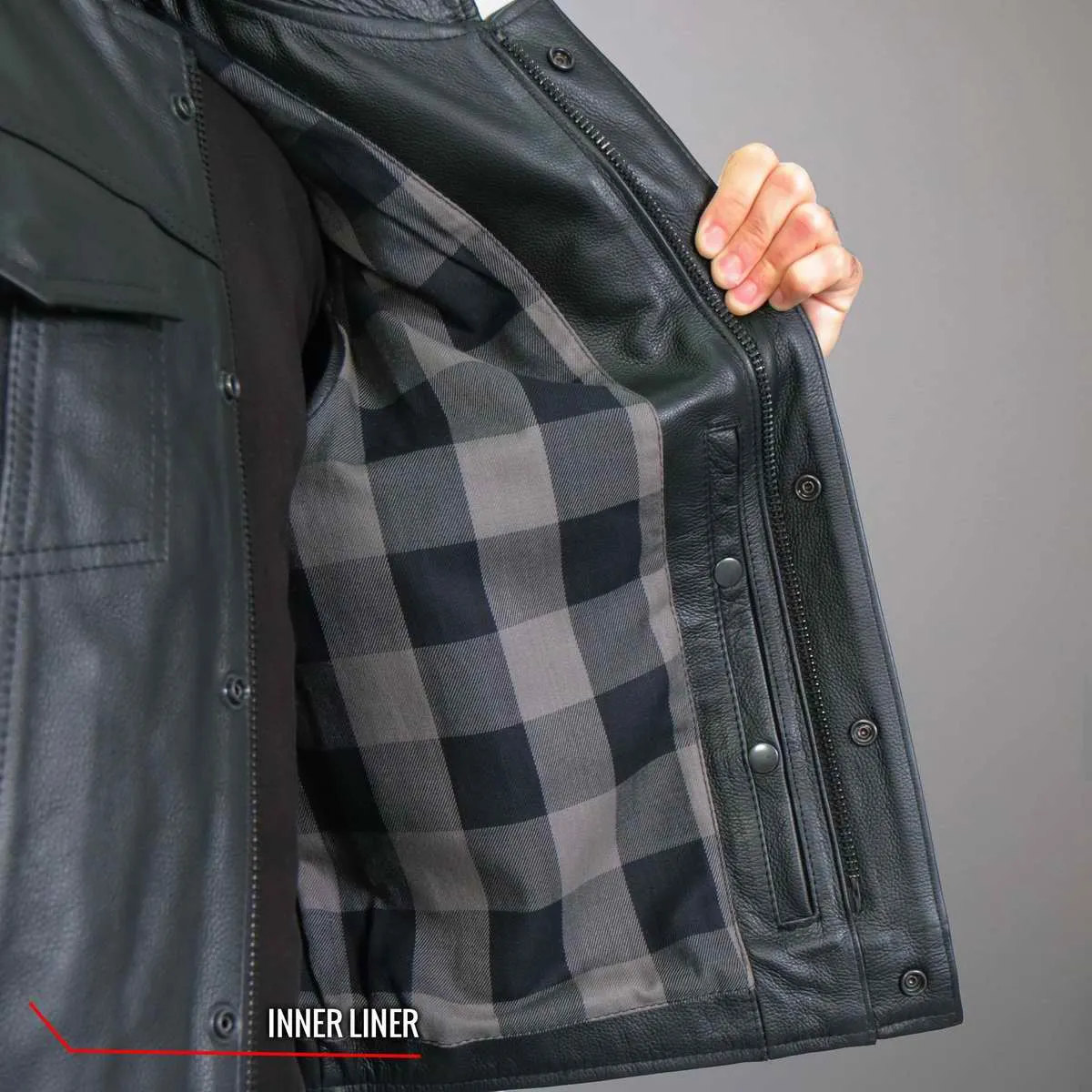 Hot Leathers VSM1059 Men's Black 'Flannel Grey' Conceal and Carry