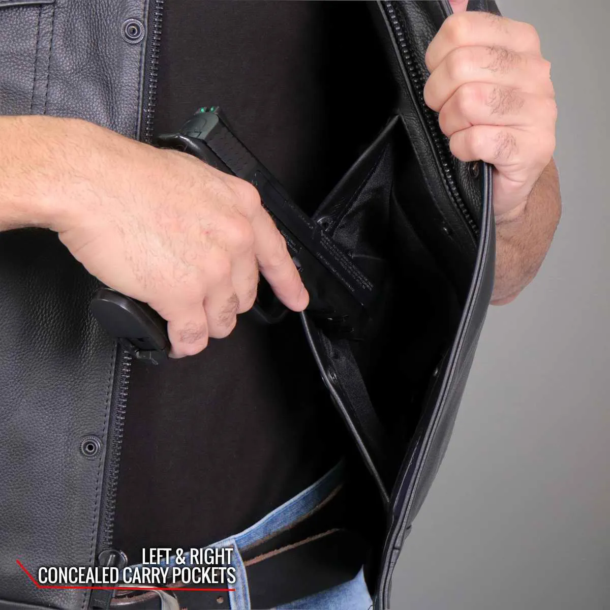 Hot Leathers VSM1059 Men's Black 'Flannel Grey' Conceal and Carry