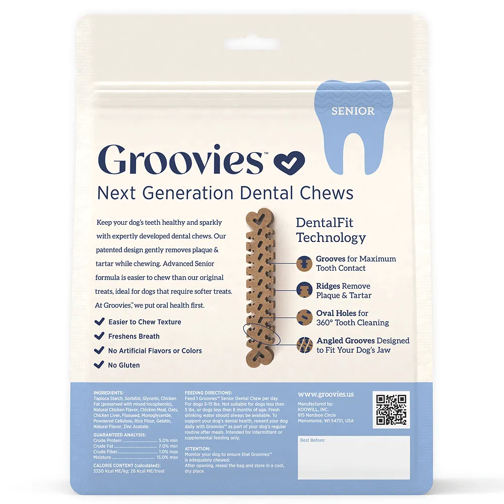 King Wholesale Groovies Senior Dog Dental Chews 12oz Small 43ct