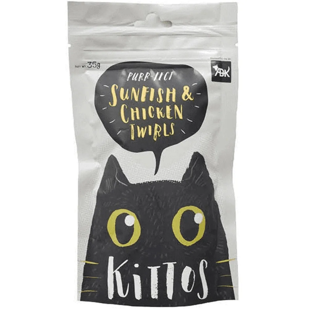 Kittos Purr Fect Sunfish Chicken and Twirls and Cod Sandwich Cat Treat Combo (3 3)