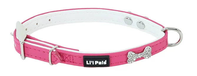 Li'l Pals Dog B'DzzldBone Collar Pink PetiteSm 3/8x8-10"