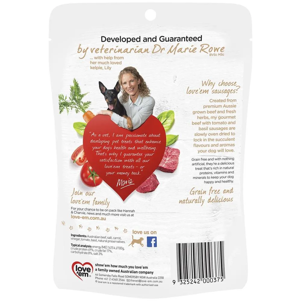 Love’em Gourmet Beef Sausages Dog Treats 120g