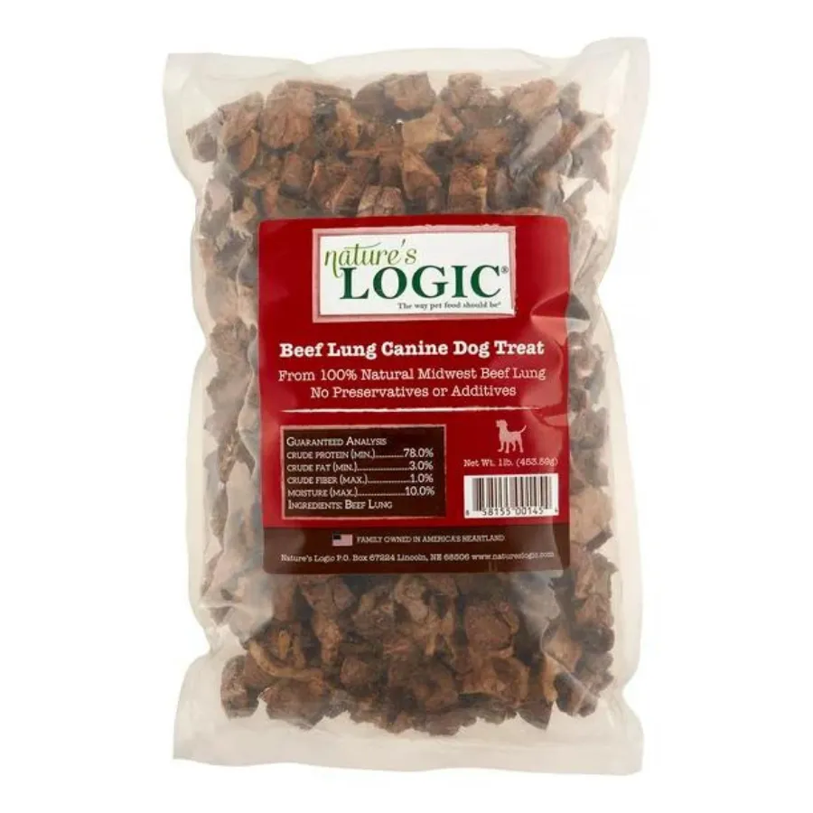 Nature's Logic Beef Lung Dehydrated Dog Treats, 1-lb bag