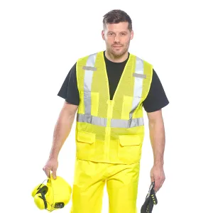 Portwest US370 Hi-Vis Reflective Cooling Mesh Vest with 6 Pockets and Zip Close
