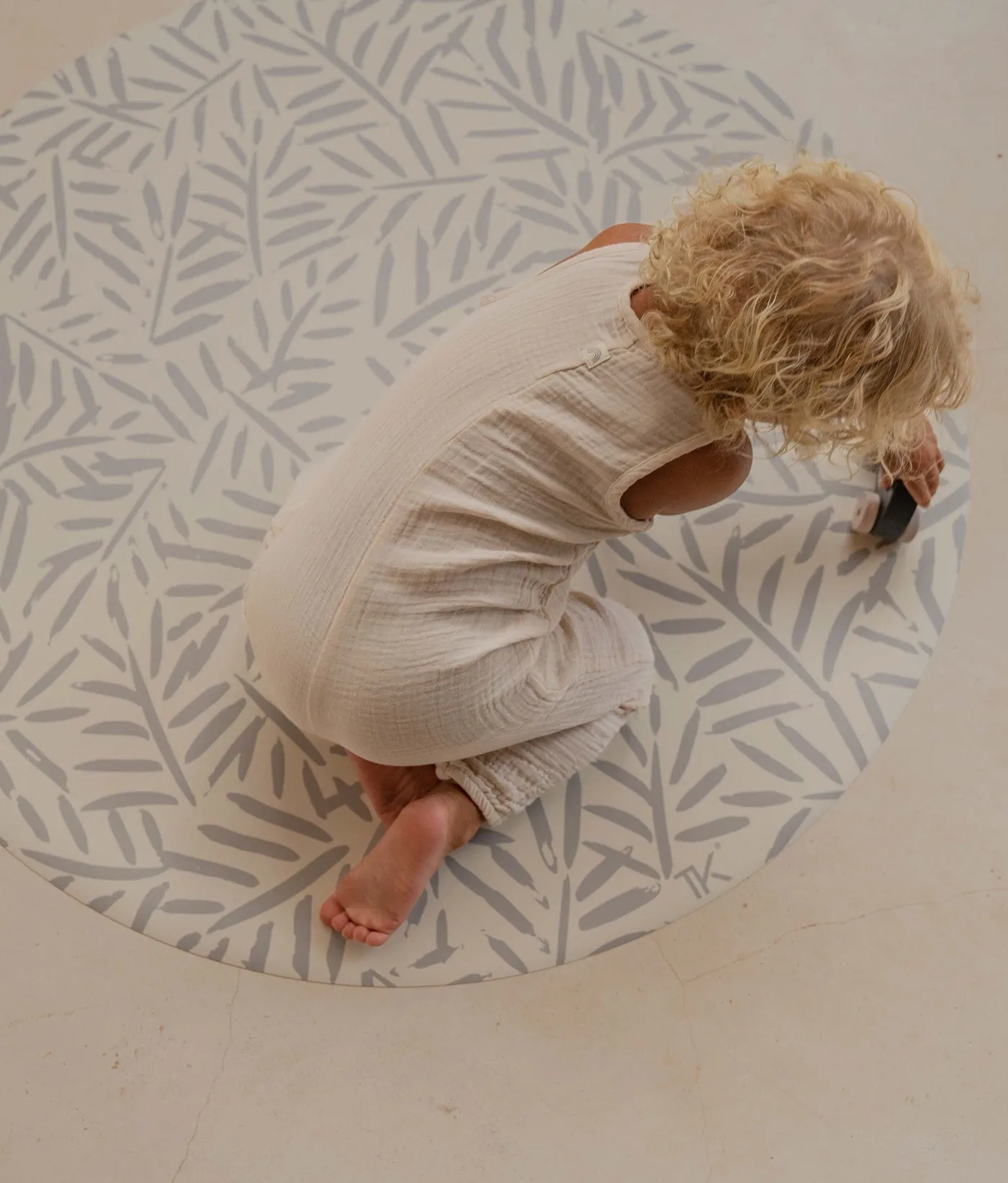 Premium High Chair Splat Mats | Ocean Leaves - Stone