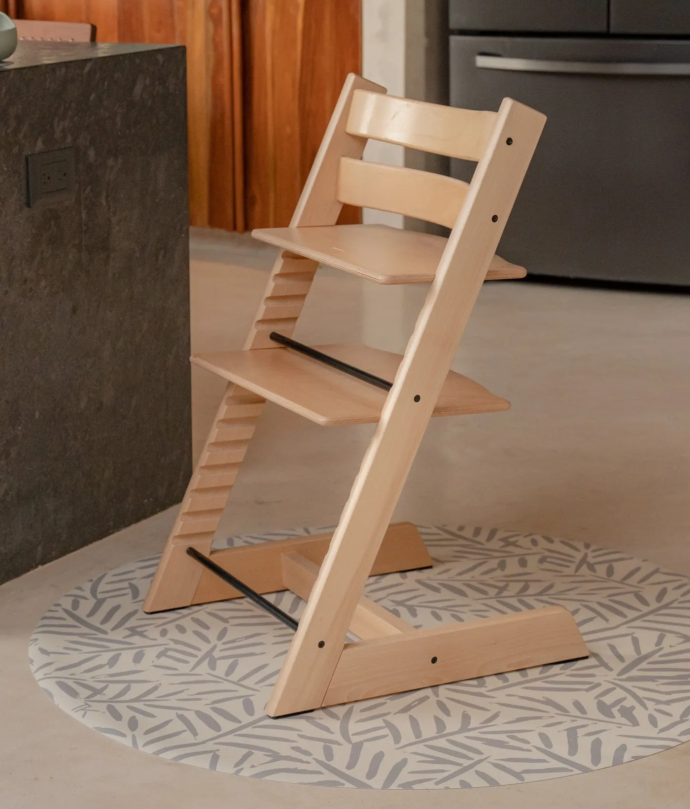 Premium High Chair Splat Mats | Ocean Leaves - Stone
