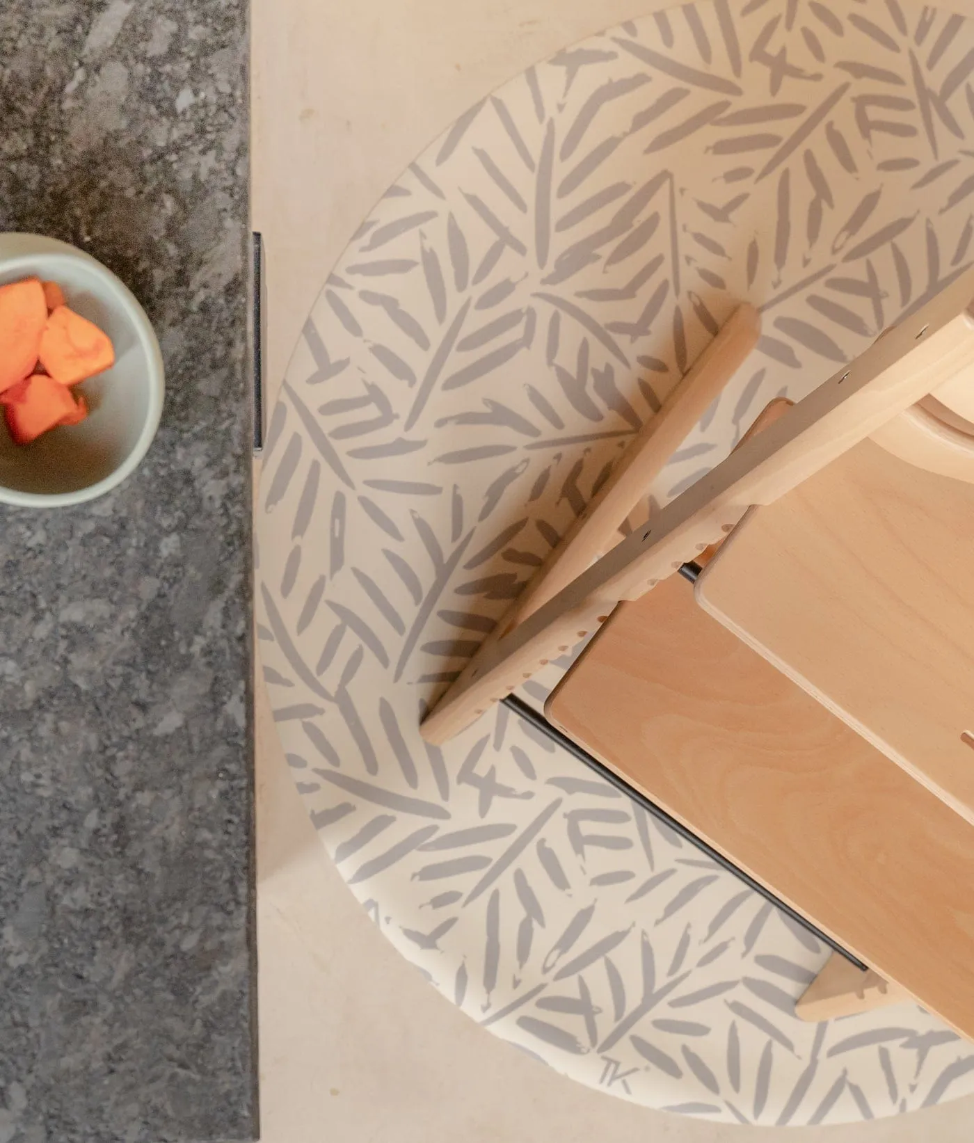 Premium High Chair Splat Mats | Ocean Leaves - Stone