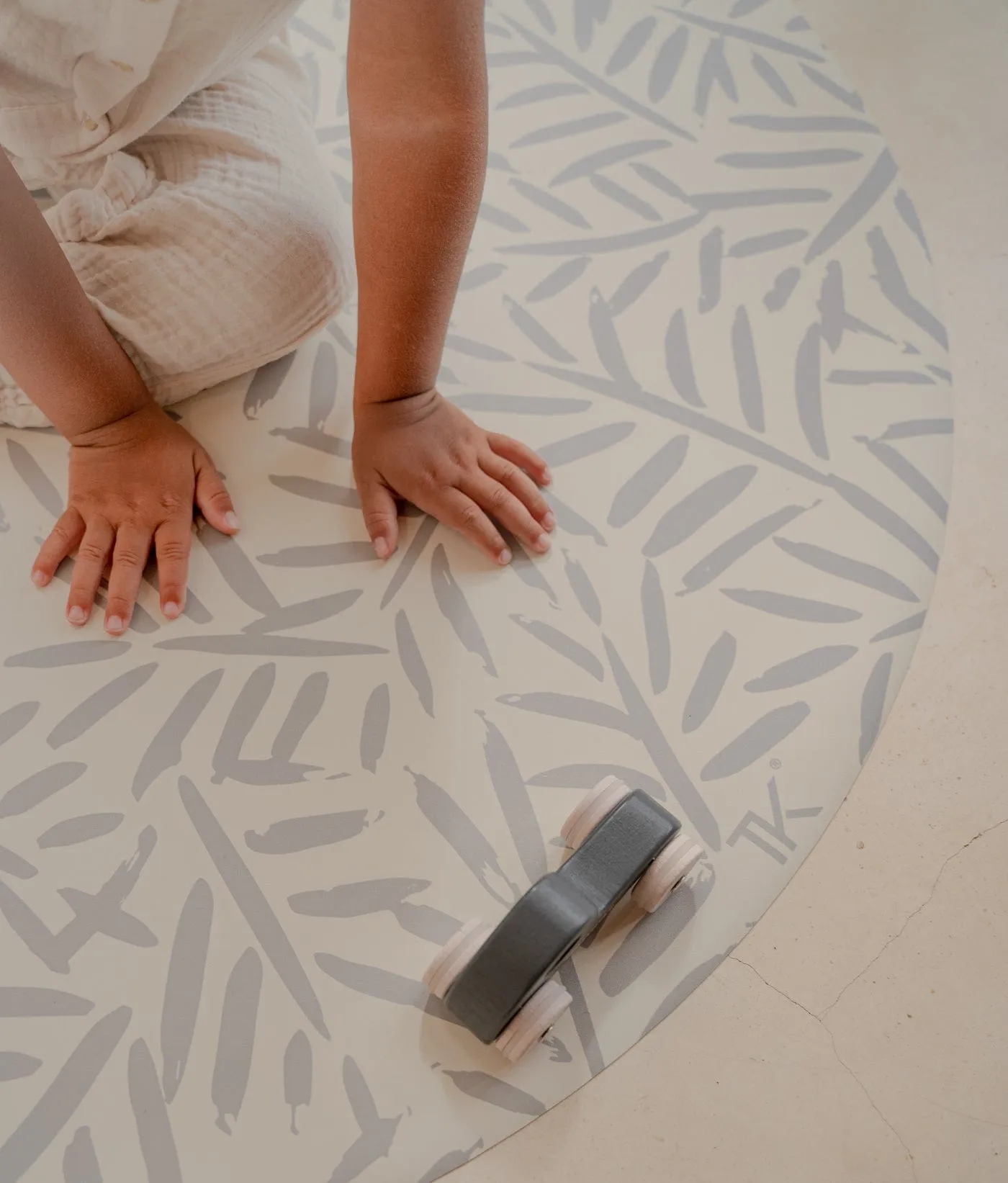 Premium High Chair Splat Mats | Ocean Leaves - Stone