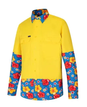 R U RITEMATE Two Tone Hibiscus Work Shirt