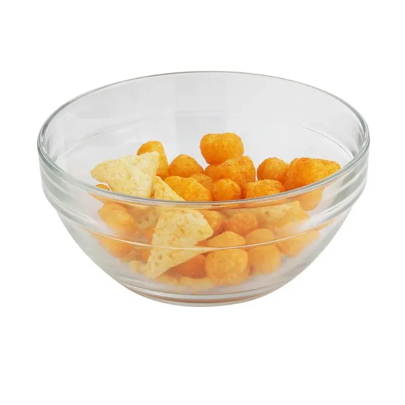 Soda Lime Stackable Bowls Clear Glass Kitchenware | Set of 3 | 7 x 3 inches | 1L