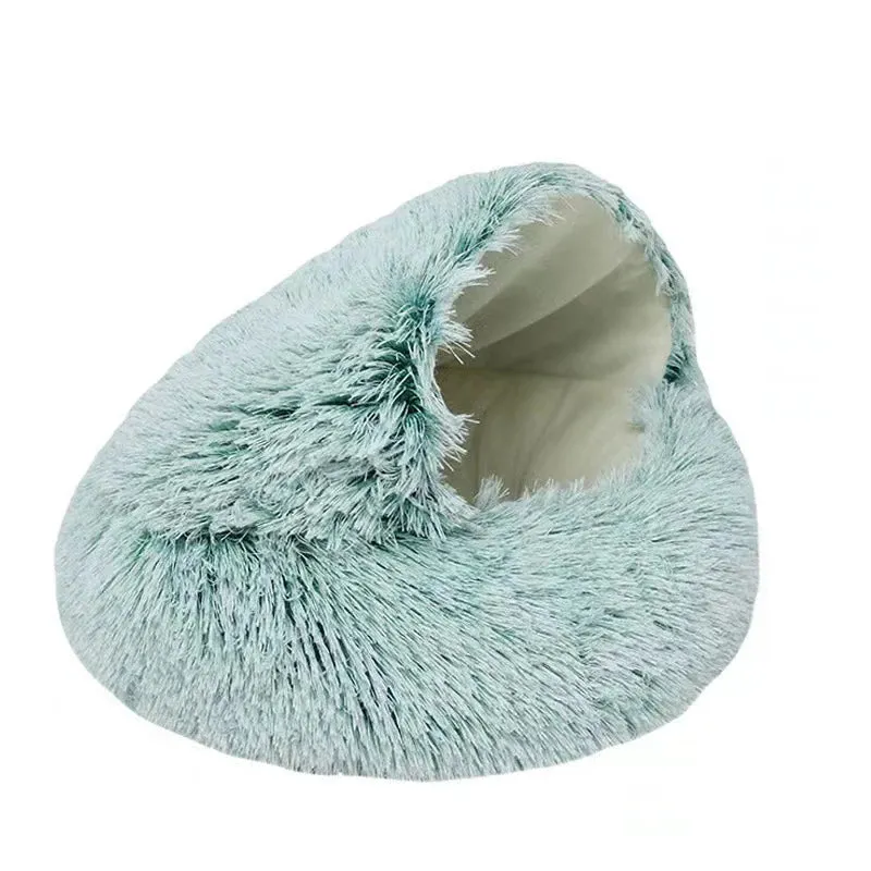 Soft Plush Cat Bed with Warm Cover
