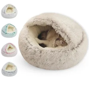 Soft Plush Cat Bed with Warm Cover