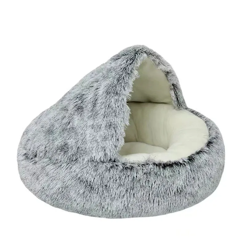 Soft Plush Cat Bed with Warm Cover