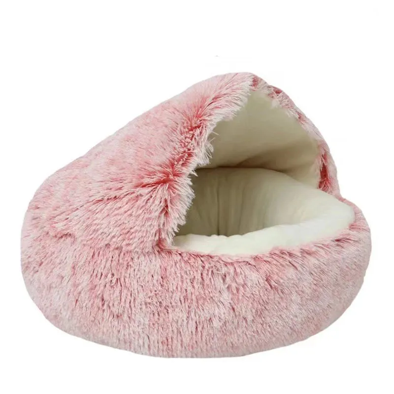 Soft Plush Cat Bed with Warm Cover