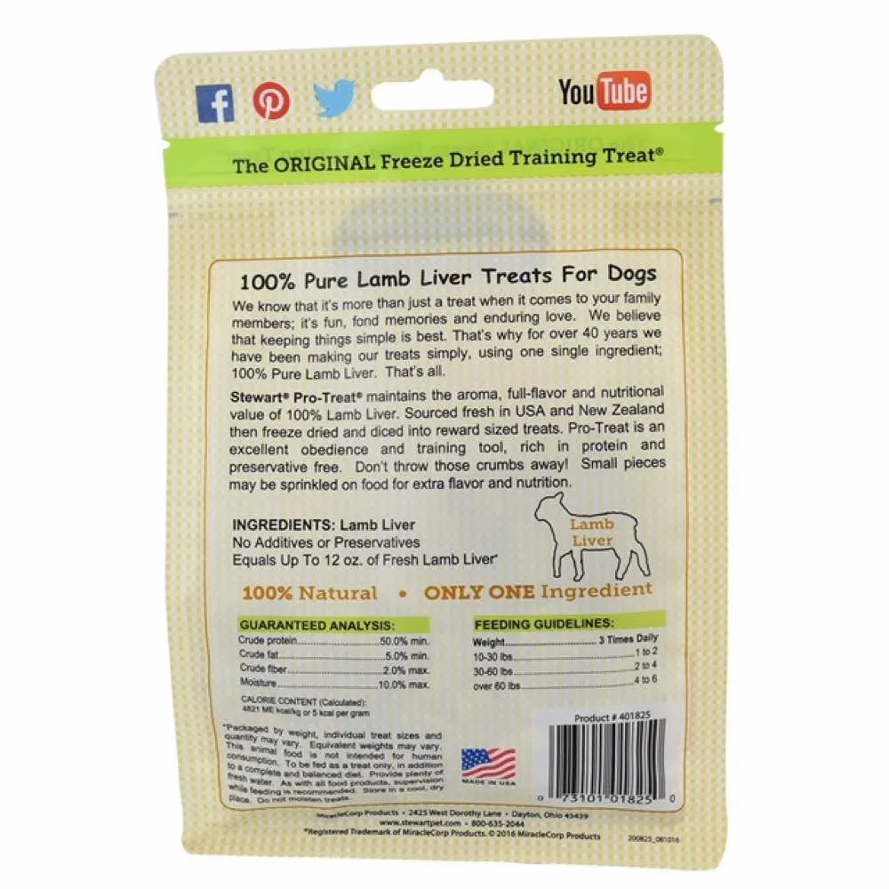 Stewart Pro-Treat Lamb Liver Freeze Dried Dog Treats 3oz (Pouch)