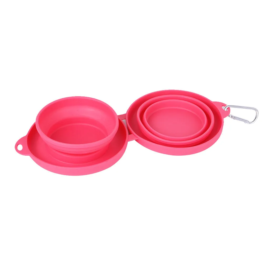 Versatile DuoBowl™: Collapsible Double Pet Feeding Bowls with No-Spill Silicone Mat