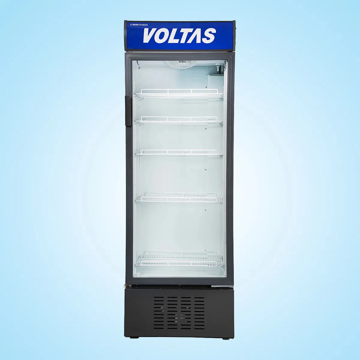 Voltas VC GT 450 SD P 450 Litres Visi Cooler (Metallic Egrey)  Single Door, Energy Efficient, Castor Wheels, LED Light