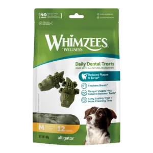 Whimzees Alligator Medium Dog Treats - Dental Chews, 12 Pack | PAWS CLUB