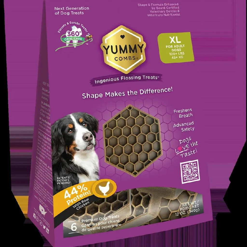Yummy Combs Dental Flossing Treats for Extra-Large Dogs 100lbs  (6 Count)
